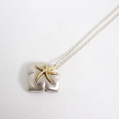 Tiffany & Co Sterling Silver 925 Yellow Gold 18k Nature Leaf Necklace L 42.5cm