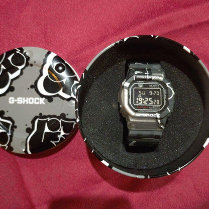 CASIO G-SHOCK DW-5000SS Digital Watch Brick Pattern Clear Black Resin Tin Case