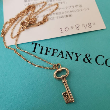 Tiffany & Co Modern Keys Oval Key Pendant Necklace 18K K18 Rose Pink Gold 750