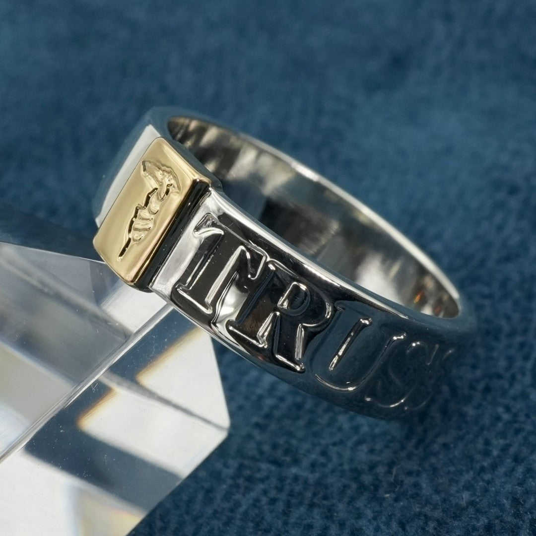 Trussardi Gold K18 Silver 925 Combination Ring Size 51 US 5.5 JP 10.5 Excellent