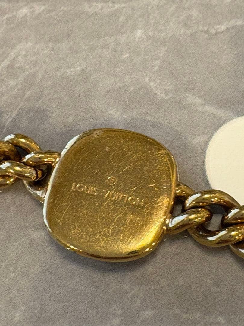 Louis Vuitton 1854 Chain Bracelet Gold Silver Tone Brass Maison fondée 1854