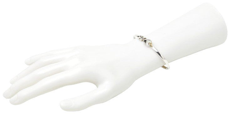 Tiffany & Co Hook & Eye Bangle Bracelet Silver 925 18K Yellow Gold Combo 16cm