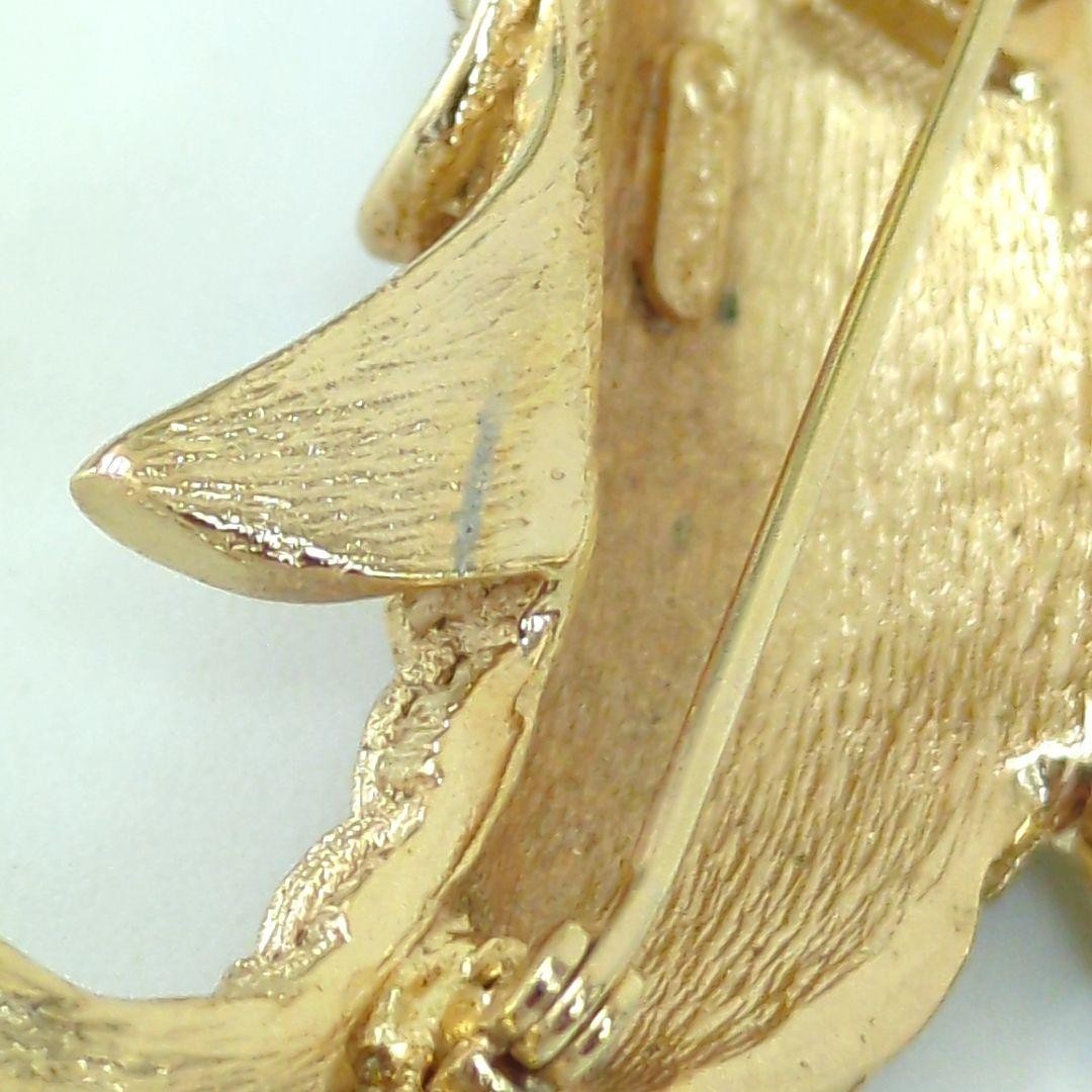 Christian Dior Rhinestone Crystal Gold Tone Koi Fish Carp Brooch From Japan