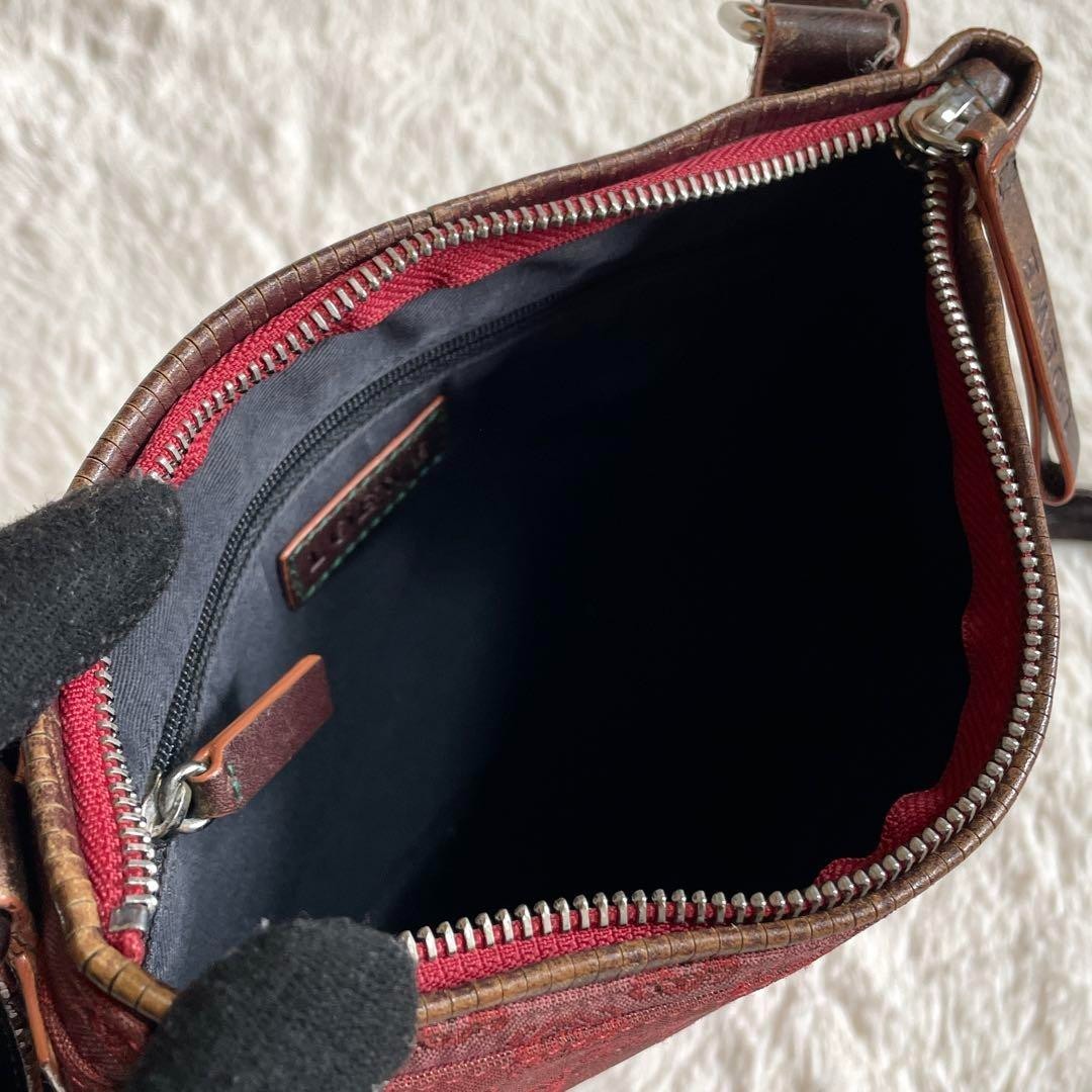 Loewe Repeat Anagram Shoulder Bag Canvas Leather Red Used From Japan
