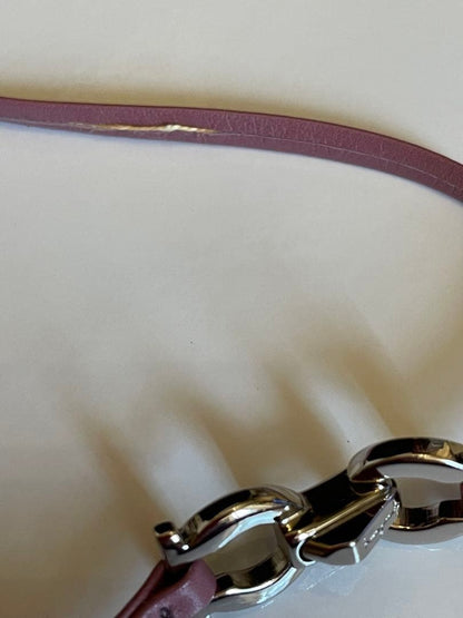 Salvatore Ferragamo Pink Leather Silver Tone Double Wrap Gancini Bracelet Choker