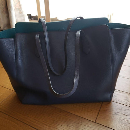 Authentic GUCCI Swing Navy Tote Bag 354397 Shoulder Bag Large leather Used Japan