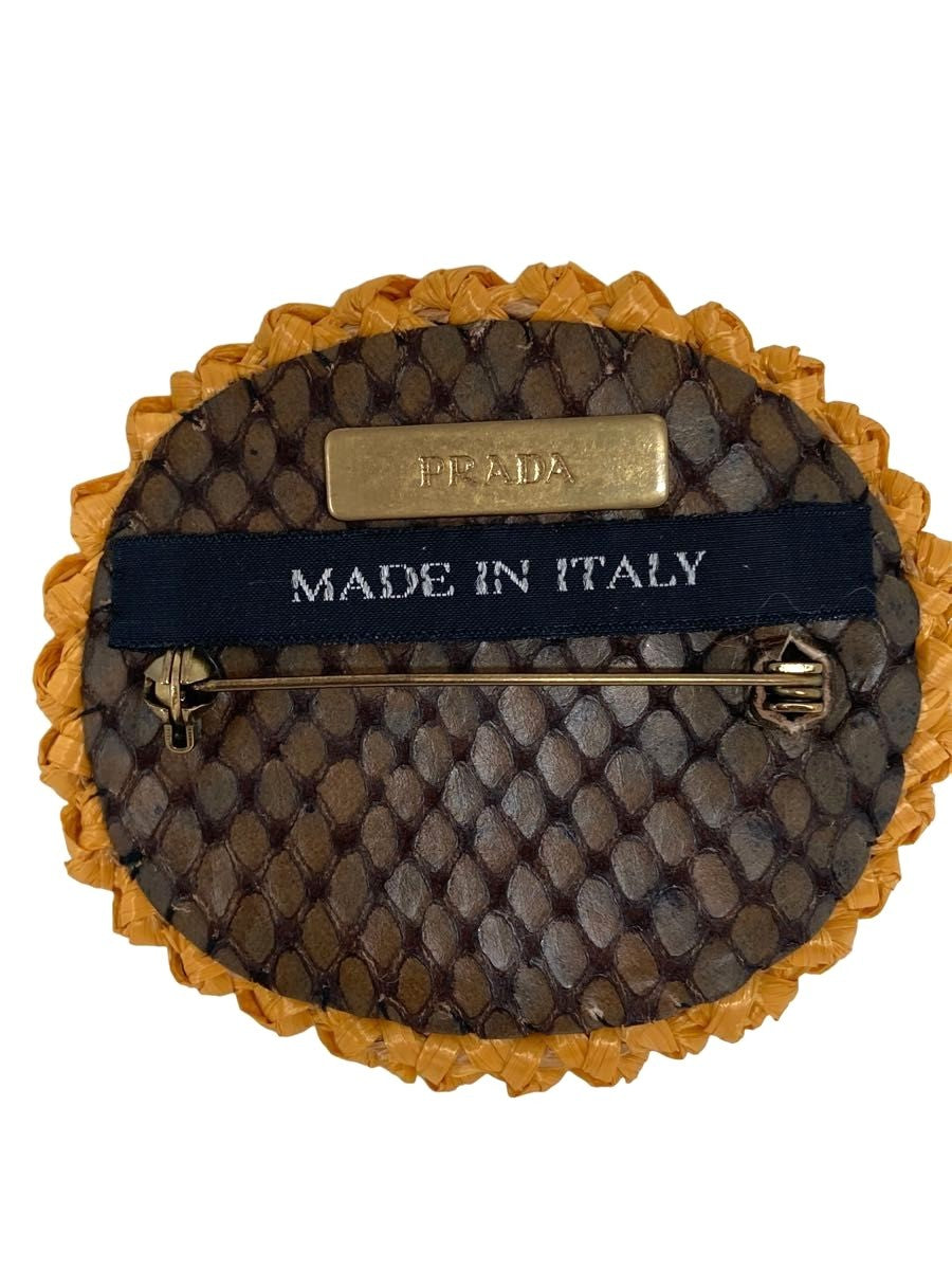 PRADA Flower Raffia Brooch Pin Blue Multicolor Woven Accessory Italy Excellent
