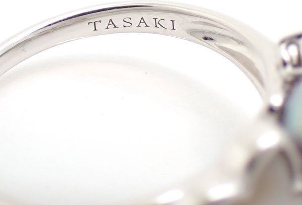 TASAKI Pearl Multi Stone Ring K18WG White Gold Amethyst Pink Tourmaline US5 EU50