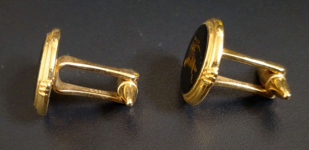 Burberrys Of London Burberry Authentic Vintage Cufflinks Used Gold Black Tone
