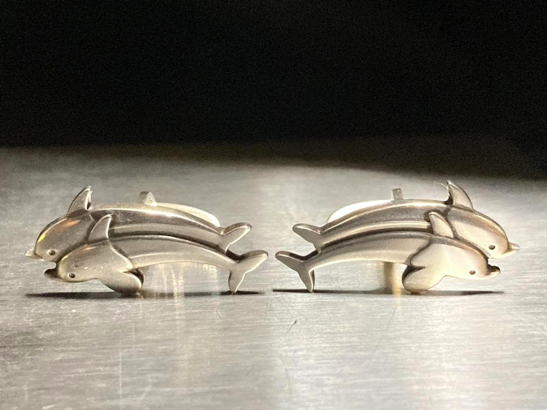 Georg Jensen Dolphin Cufflinks Sterling Silver 925 Mens Denmark Vintage Design