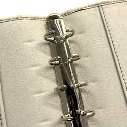 GUCCI Shima Line Agenda Cover 6-Ring System Notebook Beige White Leather Italy