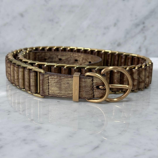 Miu Miu Gold Hardware Leather Chain Belt Double Ring L 94cm 37in Excellent