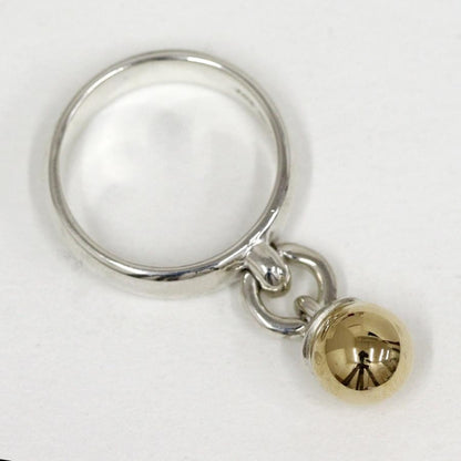 Excellent Tiffany & Co Sterling Silver 925 Yellow Gold 18K Dangle Ball Ring 5.5