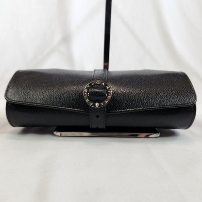 Excellent Rare Bvlgari Black Leather Accessories Jewelry Case Travel Portable
