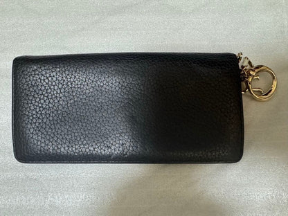 Christian Dior Diorissimo Bifold Long Wallet Black Leather Gold Hardware Rare