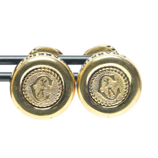 Philippe Charriol Auth Logo Round Gold Tone Earrings 1.5 cm 0.6" Diameter Used