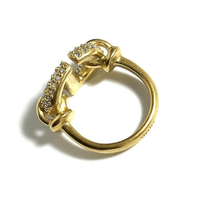 Christian Dior Rhinestone Gold Tone CD Navy Ring Size 51.5 US 5.75 Near Mint