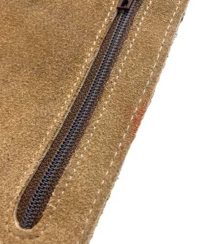 LOEWE Anagram Embossed Suede Pouch Brown Zip Case Spain 7.1x4.5in Authentic