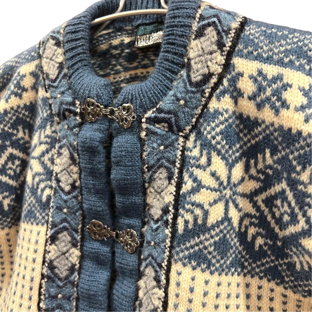 DALE OF NORWAY Nordic Cardigan Sweater Women Blue White Pure Wool Size 40 L