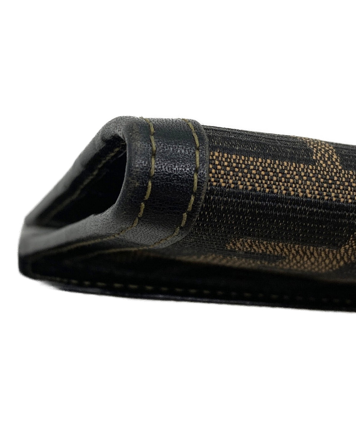 FENDI Zucca Long Wallet Bifold Brown Black Canvas Leather Snap Clasp Italy