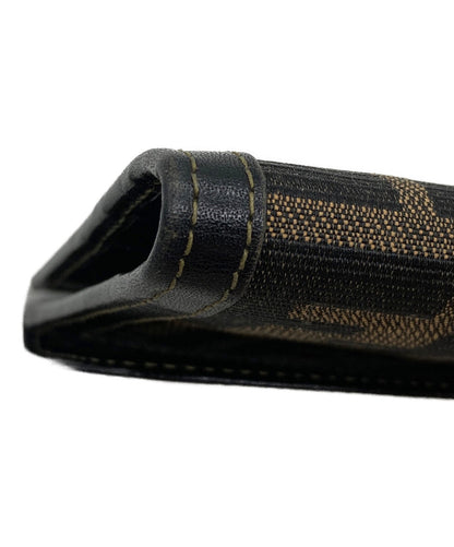 FENDI Zucca Long Wallet Bifold Brown Black Canvas Leather Snap Clasp Italy
