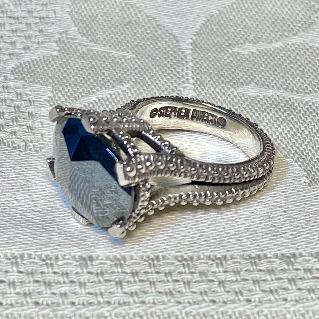 Stephen Dweck Sterling Silver 925 Facet Hematite Ring Size 48.5 US 4.75 Mint