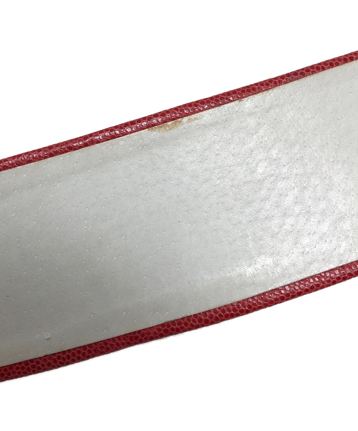 LOEWE Embossed Leather Belt Red Gold Buckle Wide Waist Spain Vintage
