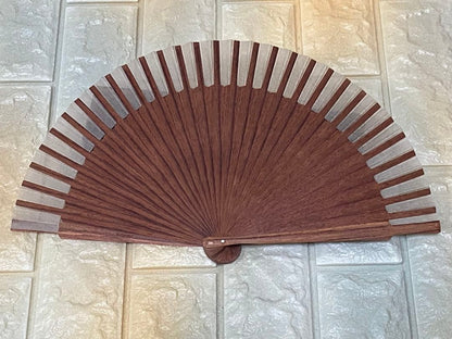Authentic Loewe Amazona Anagram Logo Fan Brown Wood W/Box 90s Vintage Excellent