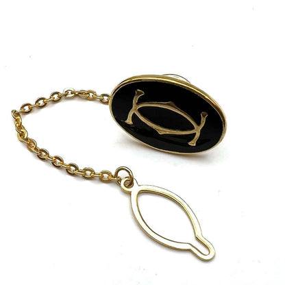 Cartier Vintage Cufflinks Tie Pin Set Gold Black Used Italy