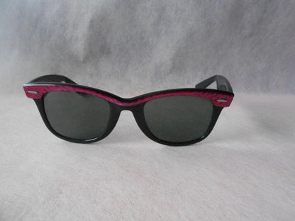Ray Ban Vintage Wayfarer Sunglasses BL USA Pink Frame Black Lens 80s 90s Used
