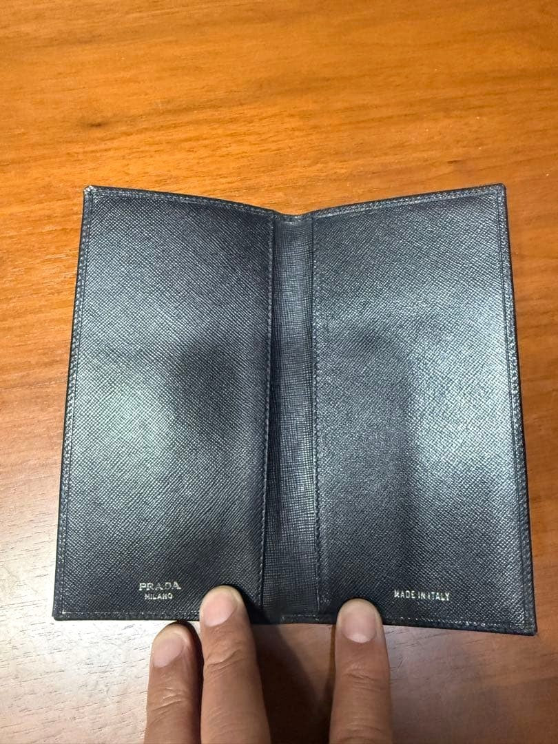 PRADA Saffiano Leather Notebook Cover Black Agenda Case Made in Italy 8.5x17in