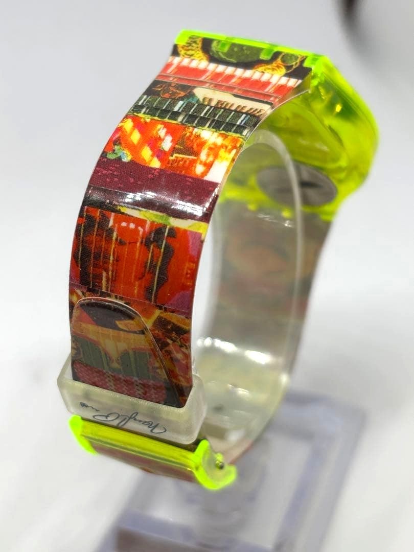 Swatch Nam June Paik Artist Collaboration Quartz Watch Neon Green Resin Case