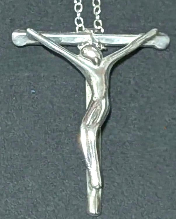 Tiffany & Co Crucifix Cross Jesus Pendant Top Silver 925 Chain 1.1x0.8" Auth