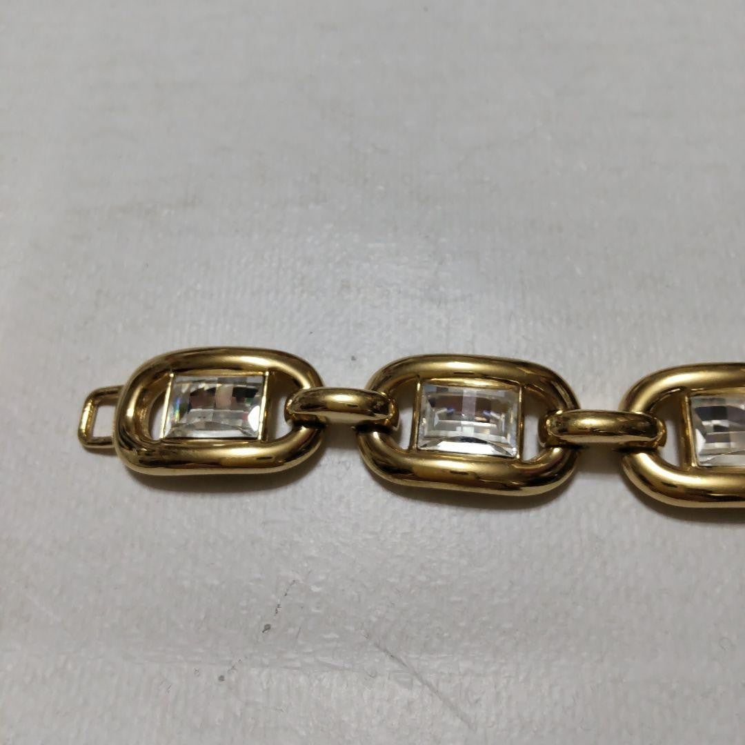 Christian Dior Vintage Crystal Bracelet Gold Plated Authentic From Japan