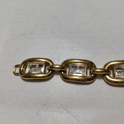 Christian Dior Vintage Crystal Bracelet Gold Plated Authentic From Japan