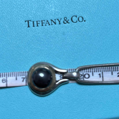 Tiffany & Co 1999 Hematite Silver 925 & 18K Gold 750 Wire Necklace Pendant Used