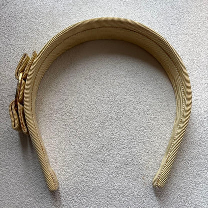 Salvatore Ferragamo Auth Vara Ribbon Canvas Headband Ivory 45 cm 17.7" 3.3 cm