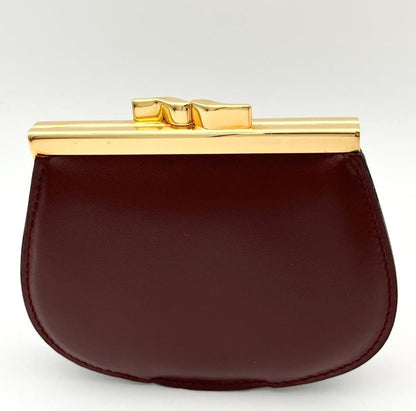 Cartier Must Line Coin Purse Gamaguchi Bordeaux Leather Gold HW 3.9x3.5in.