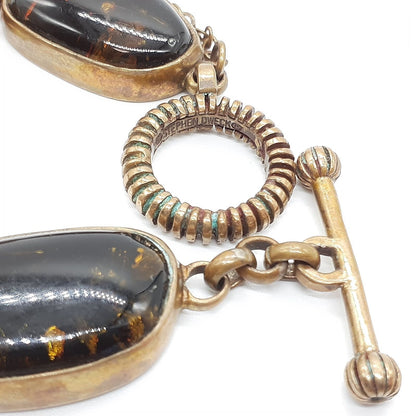 Stephen Dweck Black Amber Olive Quartz Bronze bracelet L 7.9" Used