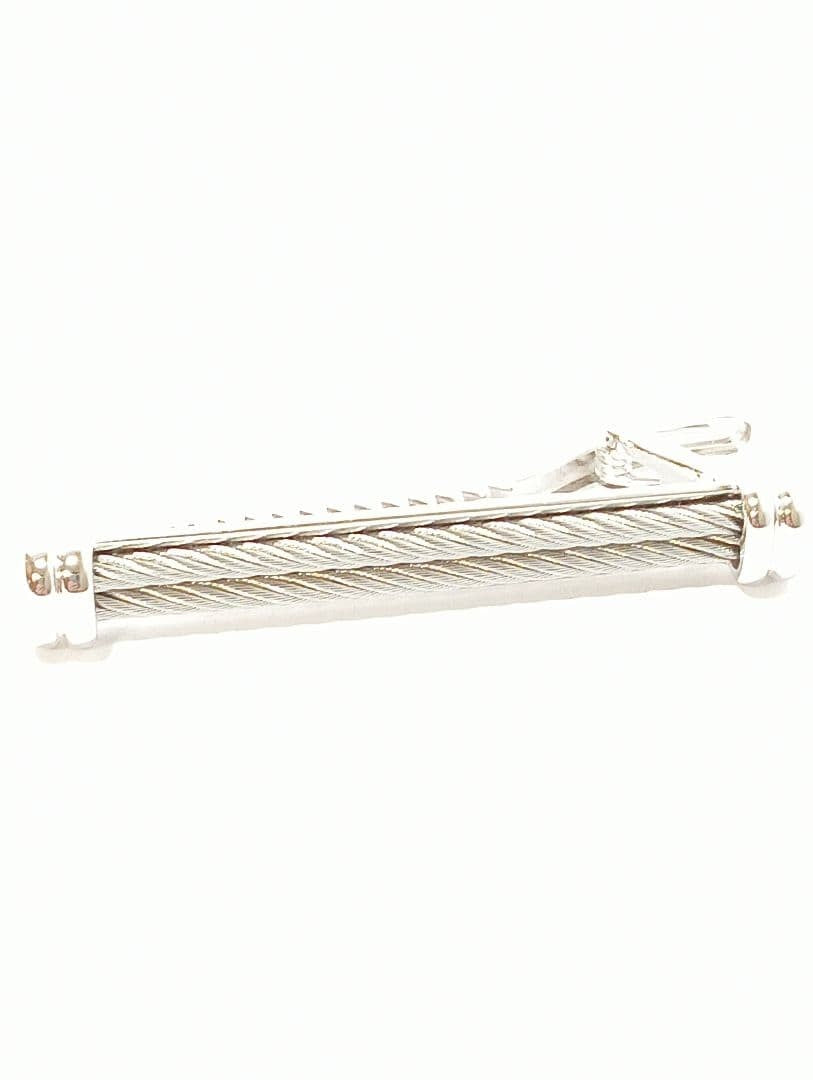 Philippe Charriol Auth Silver Wire Motif Tie Clip Bar Mens Accessory Used