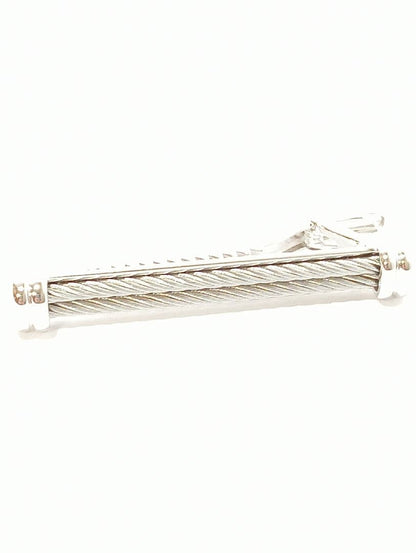 Philippe Charriol Auth Silver Wire Motif Tie Clip Bar Mens Accessory Used