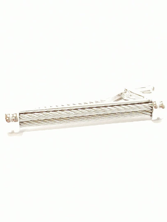 Philippe Charriol Auth Silver Wire Motif Tie Clip Bar Mens Accessory Used
