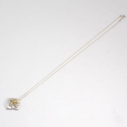 Tiffany & Co Sterling Silver 925 Yellow Gold 18k Nature Leaf Necklace L 42.5cm