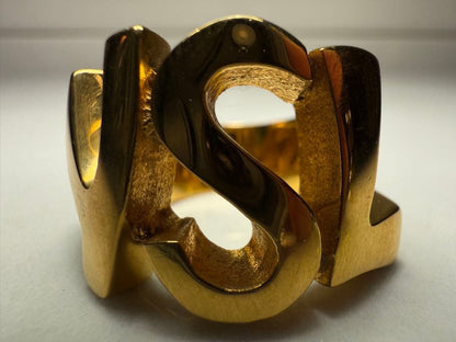 Yves Saint Laurent YSL Cassandra Logo Gold Tone Ring Size 53.5 US 6.5 Excellent