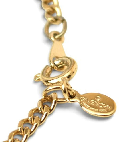 GIVENCHY Vintage Airplane Motif Pendant Necklace Gold GP Unisex Choker 40cm Used