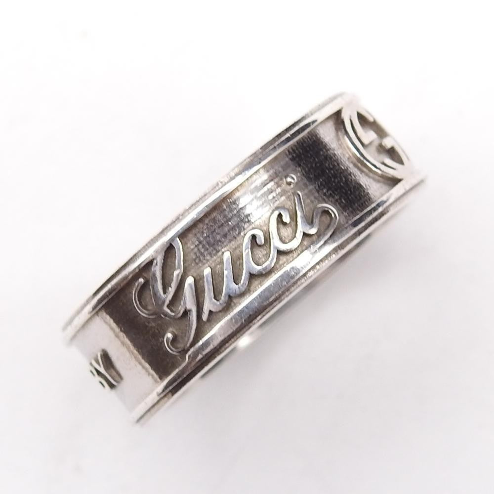 Vintage GUCCI Logo Ring Sterling Silver 925 Size 55 US 7 With Box Used Japan