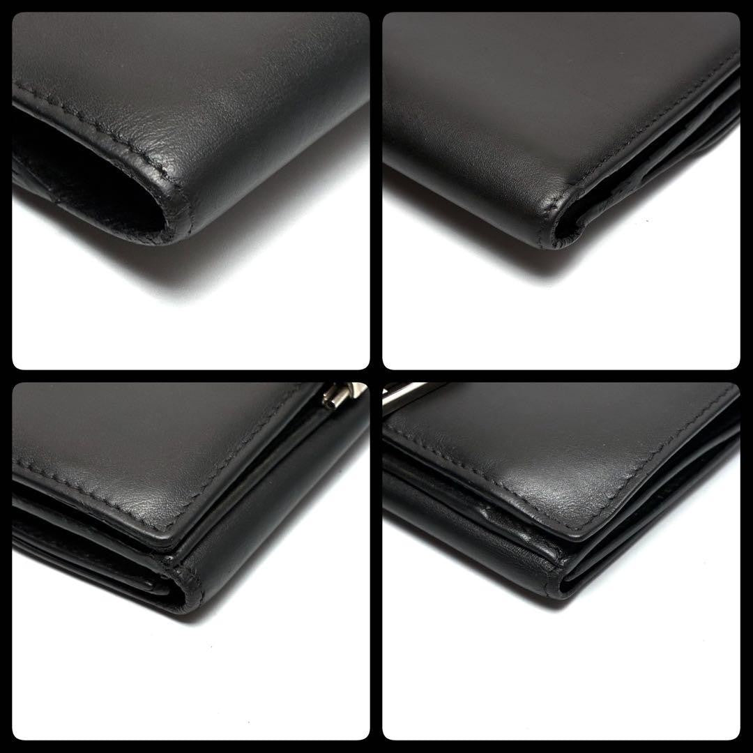 Gucci G Logo Compact Bifold Black Leather Wallet Card Slots Used