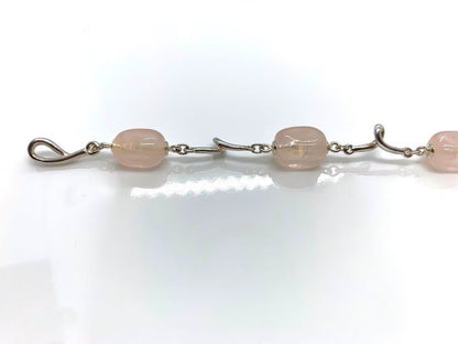 Tiffany & Co Silver 925 Pink Rose Quartz Bead Twist Link Bracelet 18.2cm 7.1"