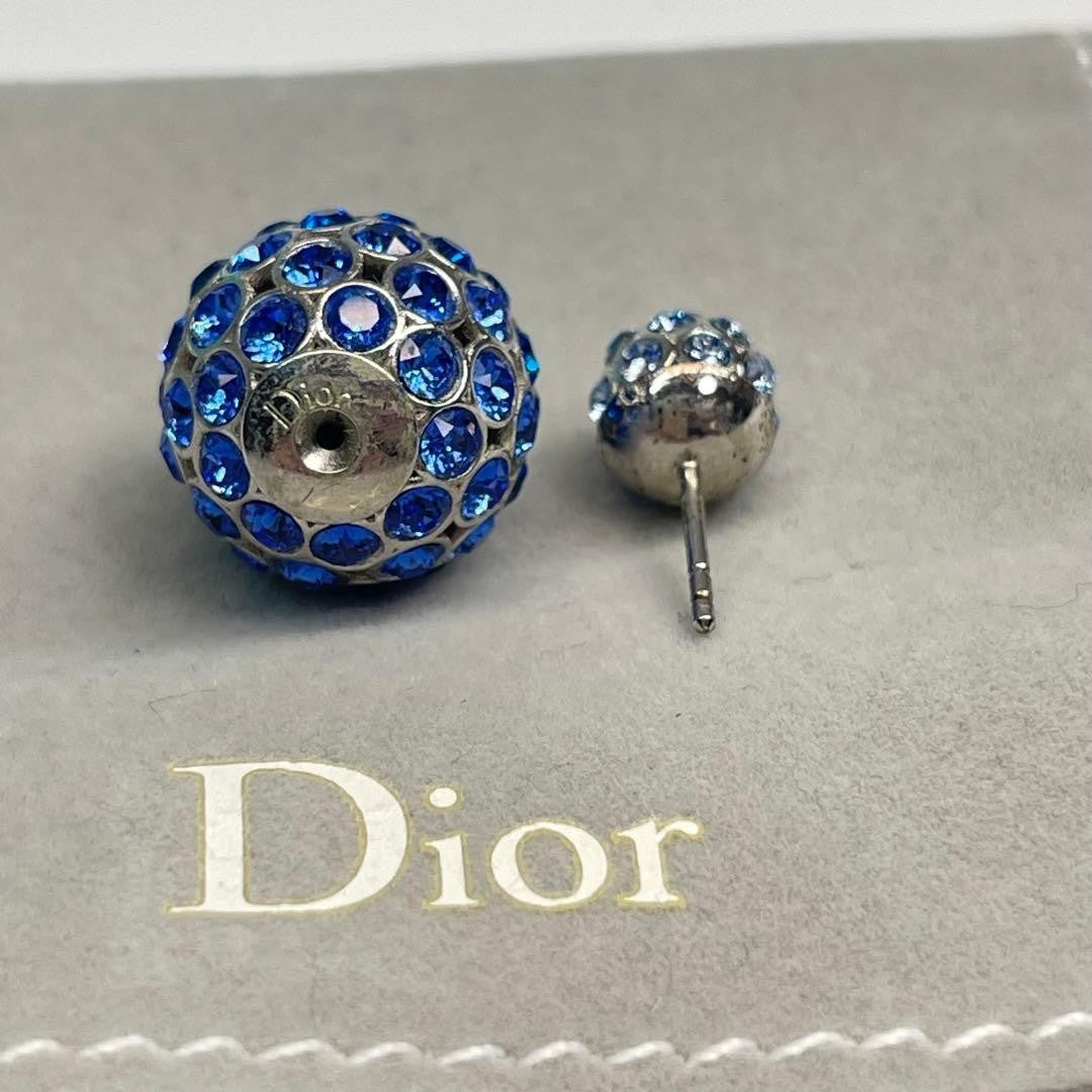 Rare Christian Dior Tribales Blue Silver Rhinestone Earrings Excellent Condition