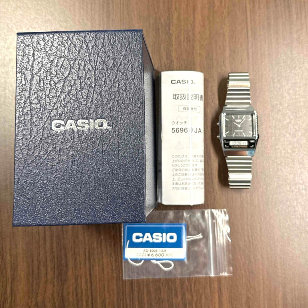 CASIO AQ-800E-1AJF Standard Analog Digital Mens Watch Black Dial Steel Chrono